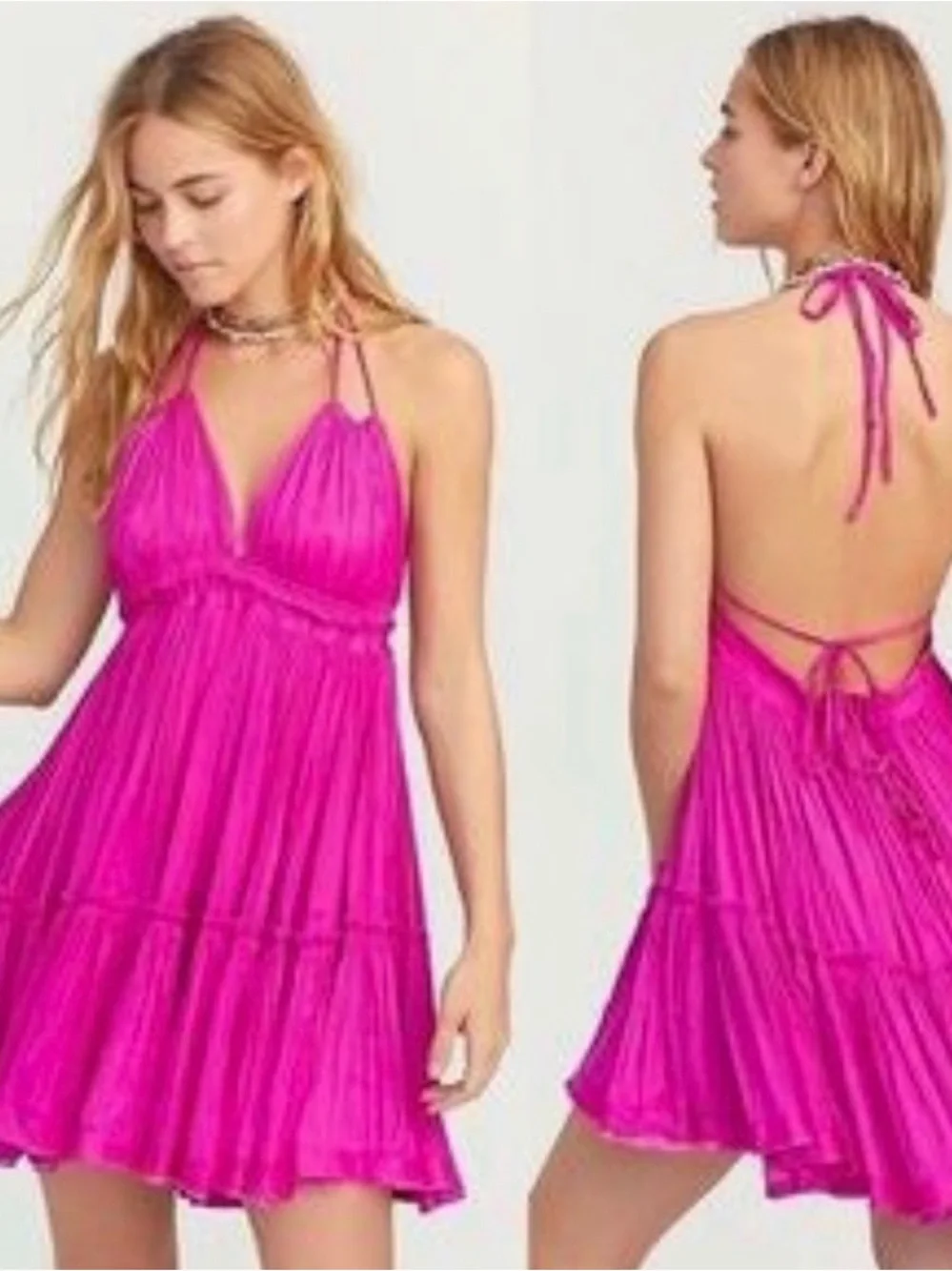 Free People 100 Degrees of Shine Mini Dress Size XS in Magenta